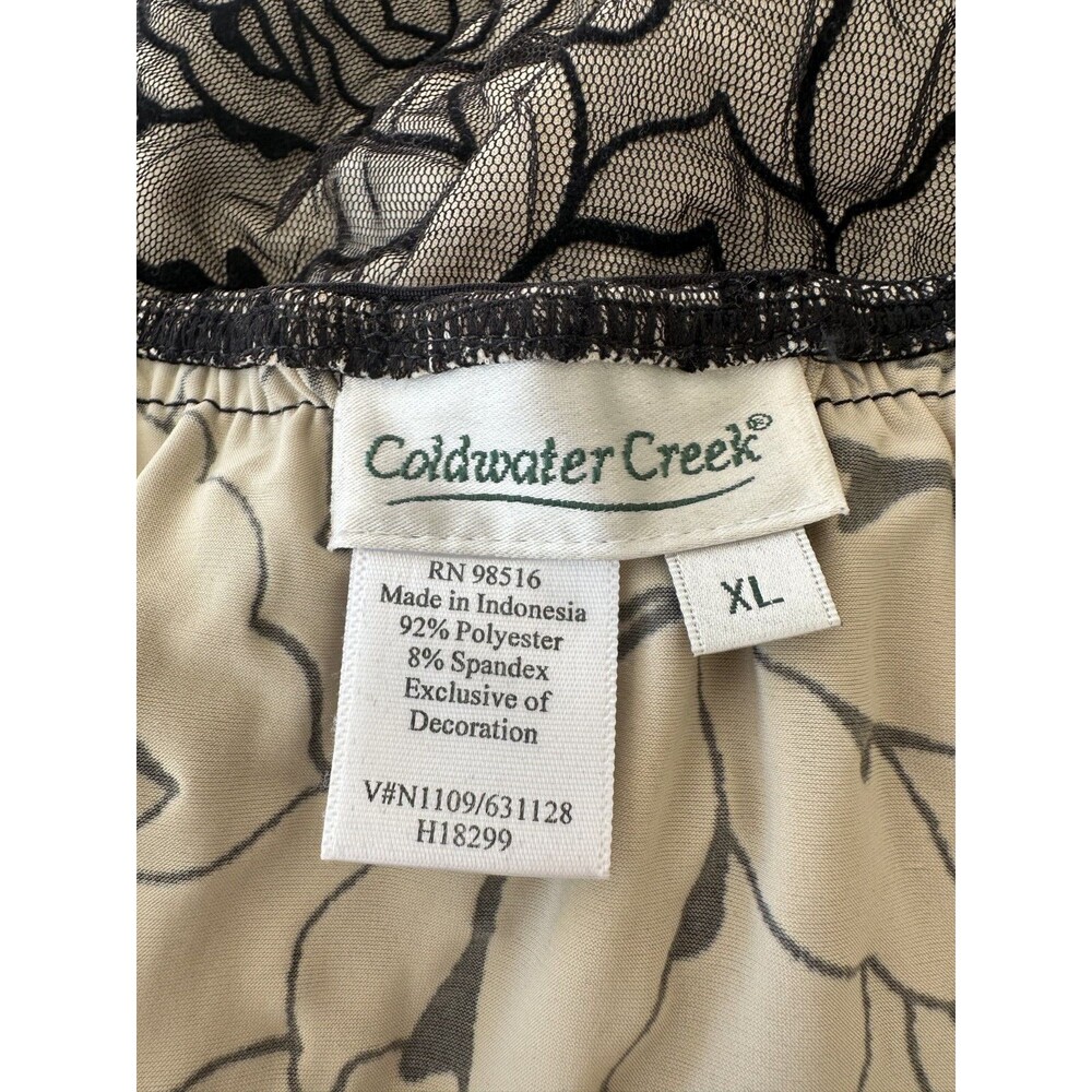 Coldwater Creek A-Line Skirt  XL Black Rose Pattern Over Nude Fabric - Picture 7 of 7